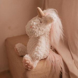 Мягкая игрушка Mrs. Ertha "Единорог Mrs. Peggie", белая с розовым, 31 см